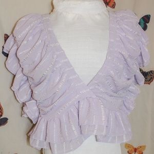 FAVLUX Purple Ruffle Top Size L